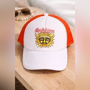 Sublime Sun Logo Trucker Hat Orange Mesh Snapback Cap